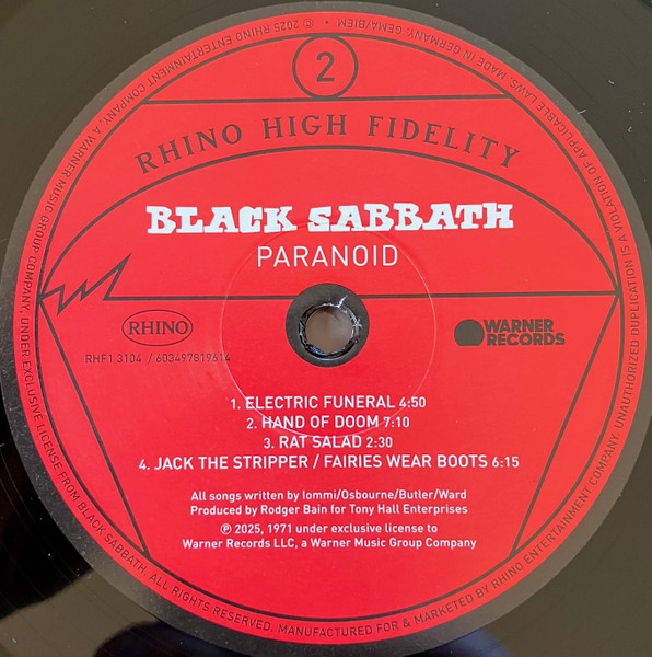 Black Sabbath - Paranoid | Rhino Records (RHF1 3104) - 4 Black Sabbath - Paranoid | Rhino Records (RHF1 3104) - 4