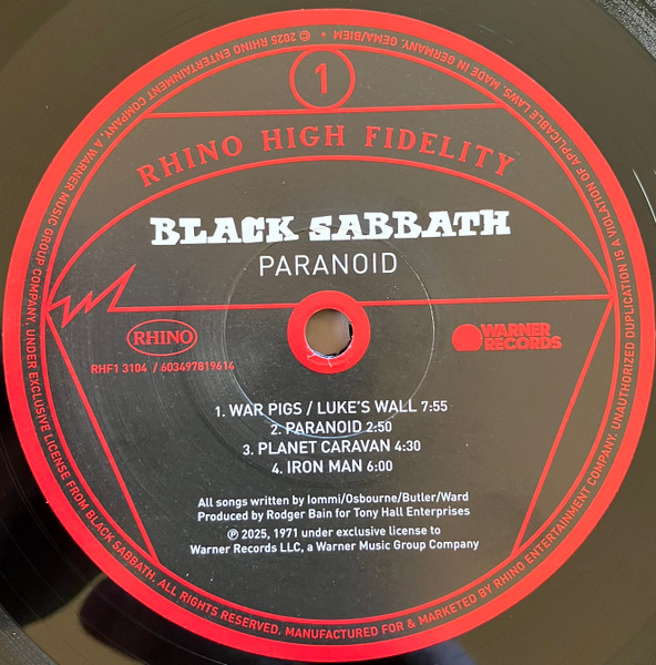 Black Sabbath - Paranoid | Rhino Records (RHF1 3104) - 3 Black Sabbath - Paranoid | Rhino Records (RHF1 3104) - 3