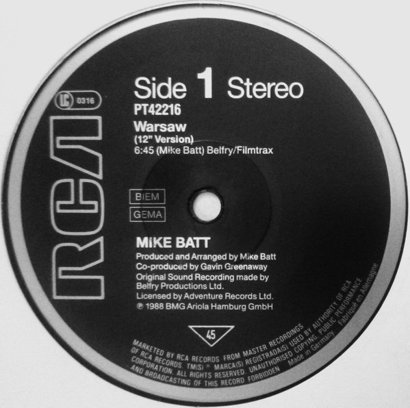 Mike Batt - Warsaw | RCA (PT42216) - 3