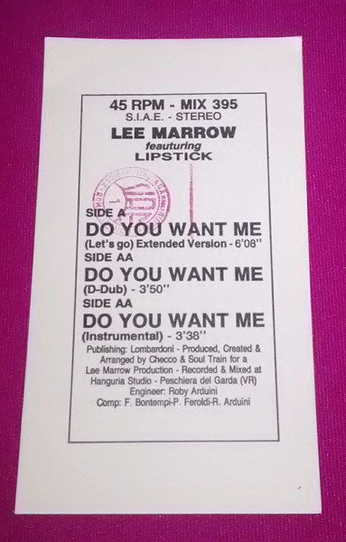 Lee Marrow Featuring Lipstick - Do You Want Me | Discomagic Records (MIX 395) - 4