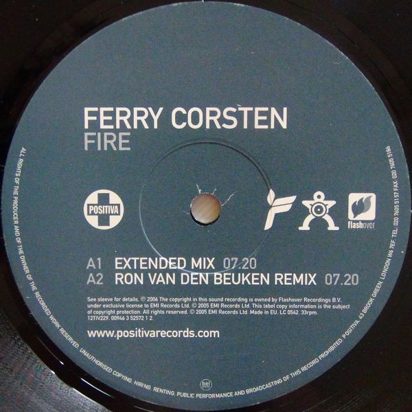 Ferry Corsten - Fire | Positiva (12TIV229) - 3