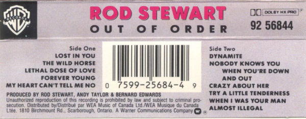 Rod Stewart - Out Of Order | Warner Bros. Records (92 56844) - 2 Rod Stewart - Out Of Order | Warner Bros. Records (92 56844) - 2