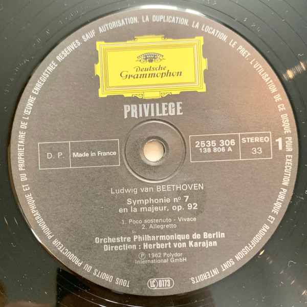 Ludwig van Beethoven / Berliner Philharmoniker , Herbert von Karajan - Symphonie N° 7 | Deutsche Grammophon (2535 306) - 2 Ludwig van Beethoven / Berliner Philharmoniker , Herbert von Karajan - Symphonie N° 7 | Deutsche Grammophon (2535 306) - 2