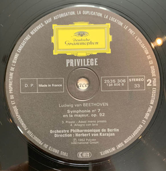Ludwig van Beethoven / Berliner Philharmoniker , Herbert von Karajan - Symphonie N° 7 | Deutsche Grammophon (2535 306) - 3 Ludwig van Beethoven / Berliner Philharmoniker , Herbert von Karajan - Symphonie N° 7 | Deutsche Grammophon (2535 306) - 3