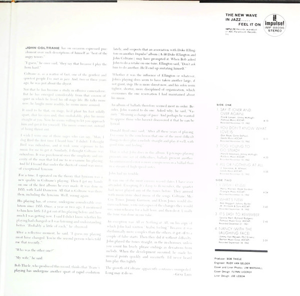The John Coltrane Quartet - Ballads | Impulse! (IMP-88096) - 3 The John Coltrane Quartet - Ballads | Impulse! (IMP-88096) - 3