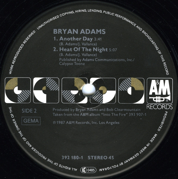 Bryan Adams - Heat Of The Night | A&M Records (392 180-1) - 4 Bryan Adams - Heat Of The Night | A&M Records (392 180-1) - 4