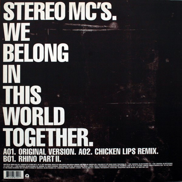 Stereo MC's - We Belong In This World Together | Island Records (12IS782) - 2 Stereo MC's - We Belong In This World Together | Island Records (12IS782) - 2