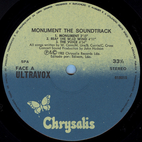 Ultravox - Monument The Soundtrack | Chrysalis (618015) - 3