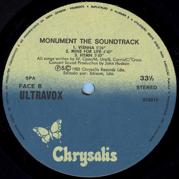 Ultravox - Monument The Soundtrack | Chrysalis (618015) - 4