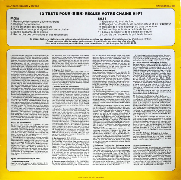 No Artist - 12 Tests Pour (Bien) Régler Votre Chaîne Hi-Fi | Diapason (DIA 003) - 2 No Artist - 12 Tests Pour (Bien) Régler Votre Chaîne Hi-Fi | Diapason (DIA 003) - 2