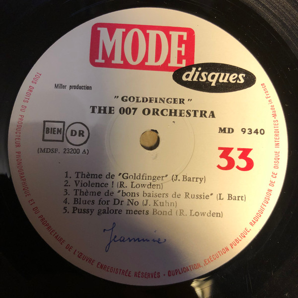The Zero Zero Seven Band - Musique Des Films De James Bond 007 | Mode Disques (MD 9340) - 3 The Zero Zero Seven Band - Musique Des Films De James Bond 007 | Mode Disques (MD 9340) - 3