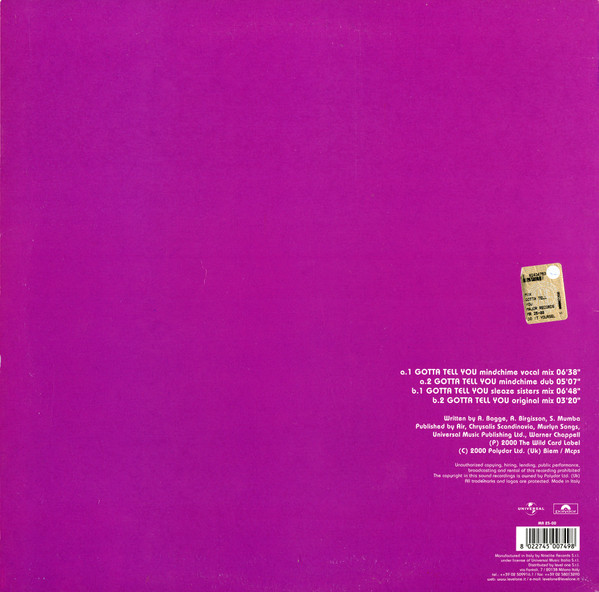 Samantha Mumba - Gotta Tell You | Major Records (MR 25-00) - 2