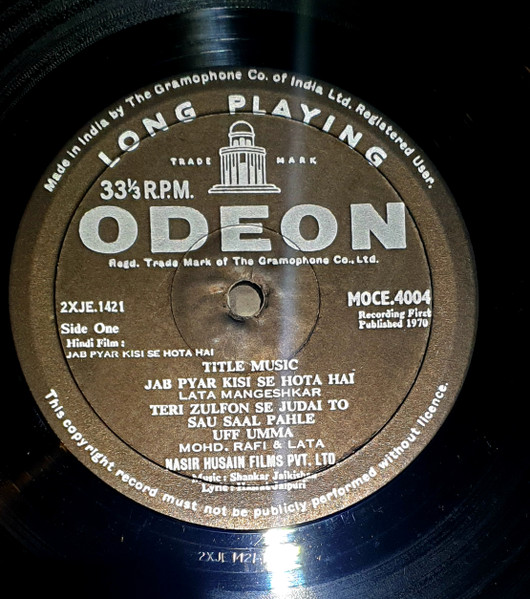 Shankar-Jaikishan - Jab Pyar Kisise Hota Hai | Odeon (MOCE 4004) - 3