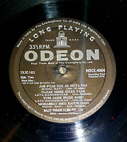 Shankar-Jaikishan - Jab Pyar Kisise Hota Hai | Odeon (MOCE 4004) - 4