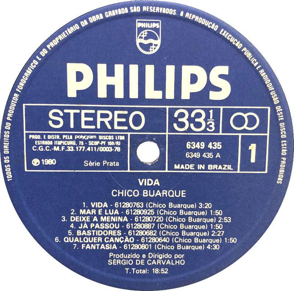 Chico Buarque - Vida | Philips (6349.435) - 2