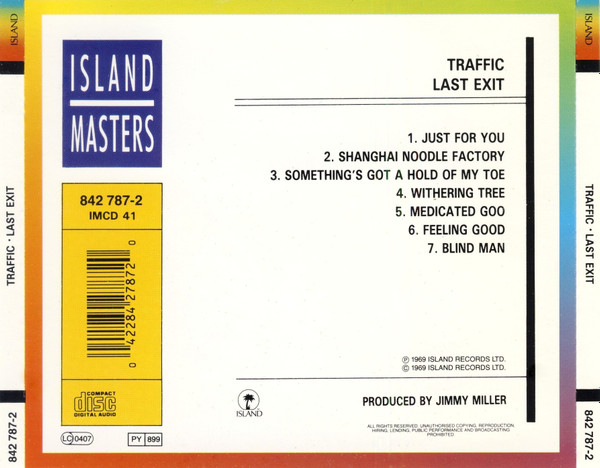 Traffic - Last Exit CD | Island Records (842 787-2) - 2
