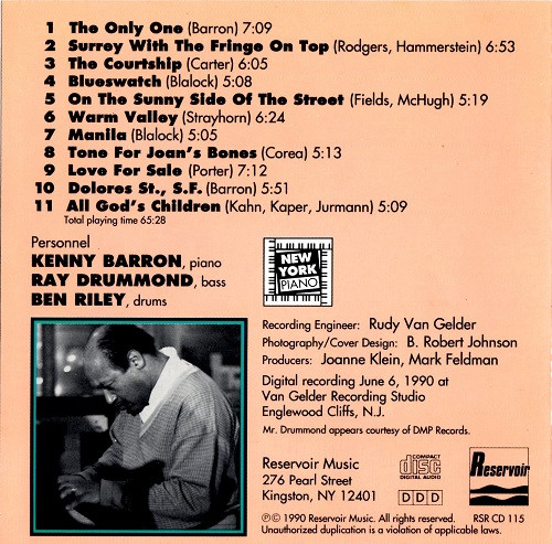 Kenny Barron - The Only One | Reservoir (RSR CD 115) - 2