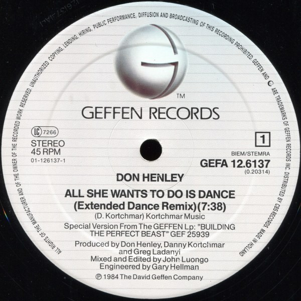Don Henley - All She Wants To Do Is Dance | Geffen Records (GEFA 12.6137) - 3 Don Henley - All She Wants To Do Is Dance | Geffen Records (GEFA 12.6137) - 3