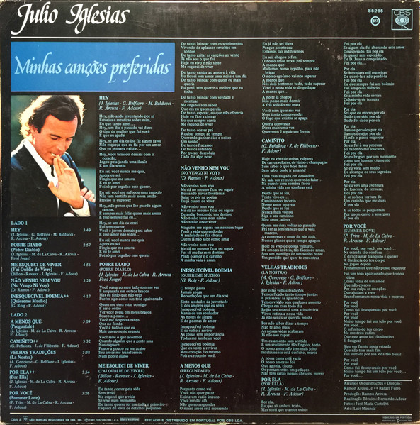 Julio Iglesias - Minhas Canções Preferidas | CBS (85265) - 2