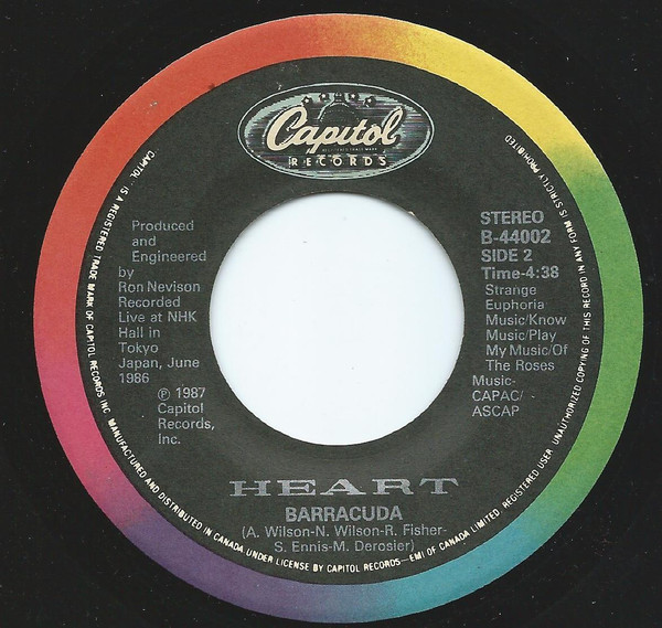 Heart - Alone / Barracuda (Live) (7") [Vinyl] | Capitol Records (B-44002) - 4