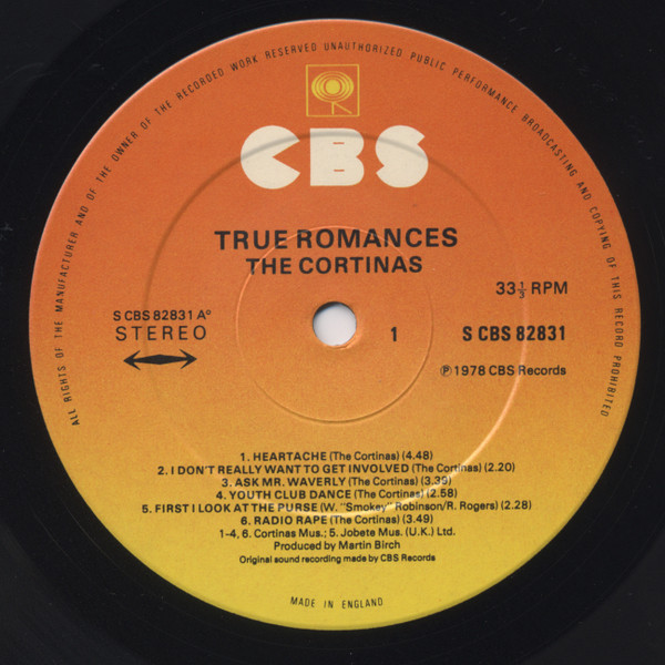 The Cortinas - True Romances | CBS (82831) - 3 The Cortinas - True Romances | CBS (82831) - 3