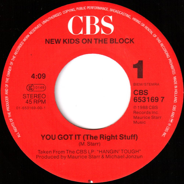 New Kids On The Block - You Got It (The Right Stuff) | CBS (653169 7) - 3 New Kids On The Block - You Got It (The Right Stuff) | CBS (653169 7) - 3