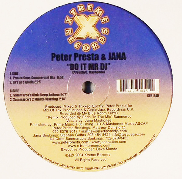 Peter Presta & Jana - Do It Mr DJ | Xtreme Records (XTR-845) - main Peter Presta & Jana - Do It Mr DJ | Xtreme Records (XTR-845) - main