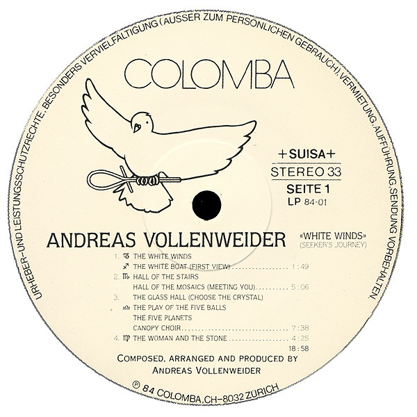 Andreas Vollenweider - White Winds (Seeker's Journey) | Colomba (LP 84-01) - 3 Andreas Vollenweider - White Winds (Seeker's Journey) | Colomba (LP 84-01) - 3