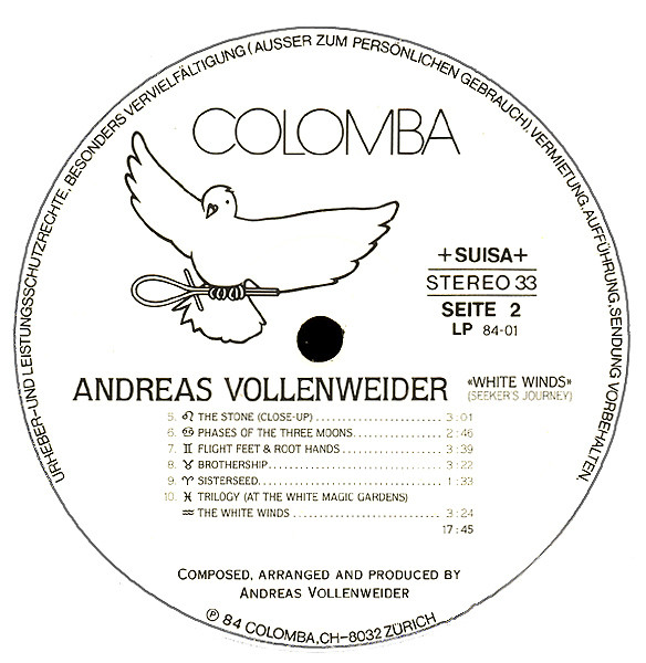 Andreas Vollenweider - White Winds (Seeker's Journey) | Colomba (LP 84-01) - 4 Andreas Vollenweider - White Winds (Seeker's Journey) | Colomba (LP 84-01) - 4