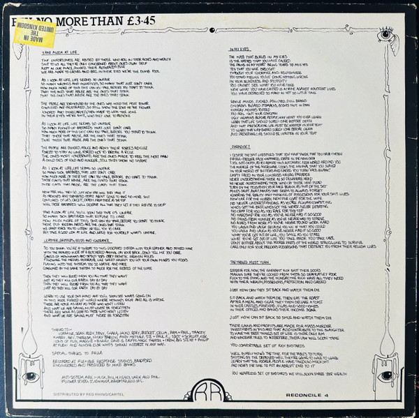 Anti-System - A Look At Life | Reconciliation Records (RECONCILE 4) - 2