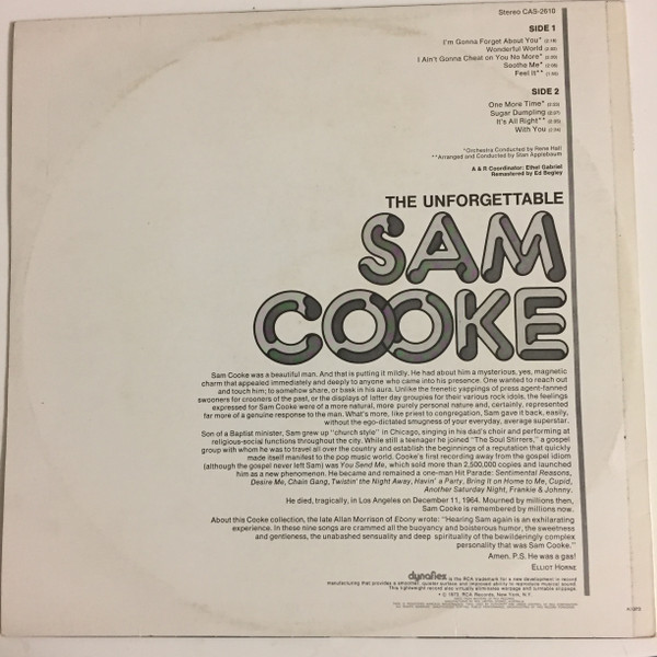 Sam Cooke - The Unforgettable Sam Cooke | RCA Camden (CAS-2610) - 2 Sam Cooke - The Unforgettable Sam Cooke | RCA Camden (CAS-2610) - 2