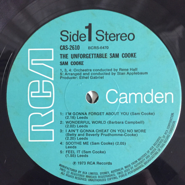 Sam Cooke - The Unforgettable Sam Cooke | RCA Camden (CAS-2610) - 3 Sam Cooke - The Unforgettable Sam Cooke | RCA Camden (CAS-2610) - 3