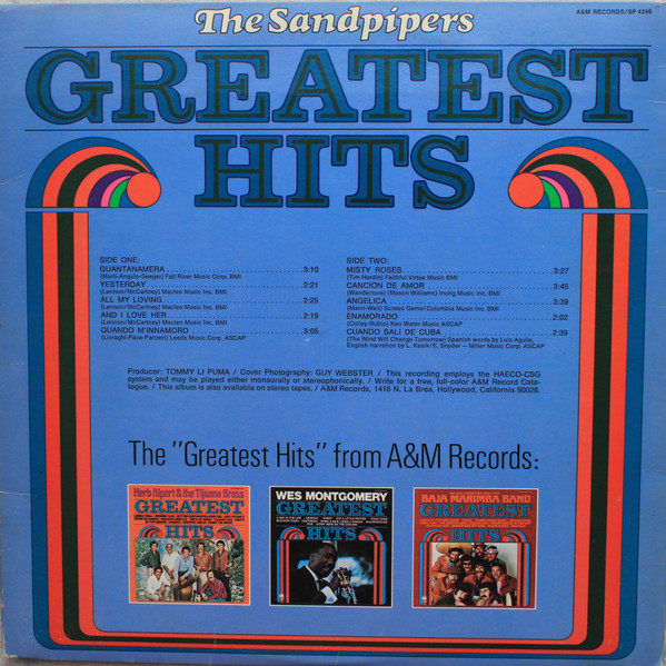 The Sandpipers - Greatest Hits | A&M Records (SP 4246) - 2 The Sandpipers - Greatest Hits | A&M Records (SP 4246) - 2