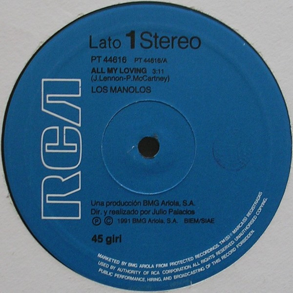Los Manolos - All My Loving | RCA (PT 44616) - 2