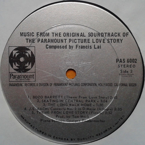 Francis Lai - Music From The Original Soundtrack Of The Paramount Picture Love Story | Paramount Records (PAS 6002) - 4 Francis Lai - Music From The Original Soundtrack Of The Paramount Picture Love Story | Paramount Records (PAS 6002) - 4