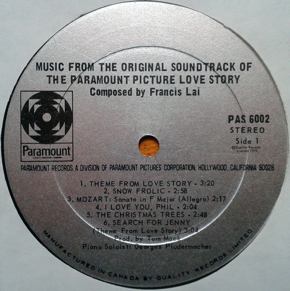 Francis Lai - Music From The Original Soundtrack Of The Paramount Picture Love Story | Paramount Records (PAS 6002) - 3 Francis Lai - Music From The Original Soundtrack Of The Paramount Picture Love Story | Paramount Records (PAS 6002) - 3