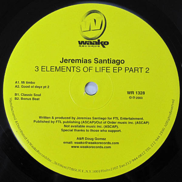 Jeremias Santiago - 3 Elements Of Life EP Part 2 | Waako Records (WR 1328) - main Jeremias Santiago - 3 Elements Of Life EP Part 2 | Waako Records (WR 1328) - main