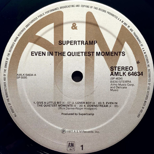 Supertramp - Even In The Quietest Moments... | A&M Records (AMLK 64634) - 2