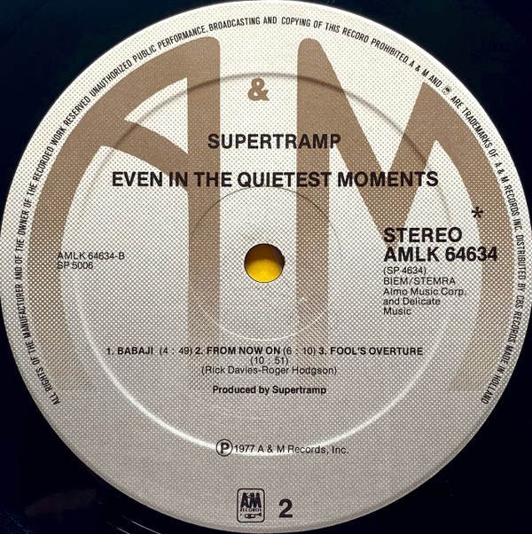 Supertramp - Even In The Quietest Moments... | A&M Records (AMLK 64634) - 3