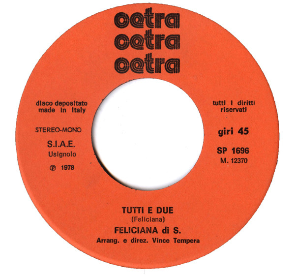 Feliciana Di Spirito - Io Es / Tutti E Due | Cetra (SP 1696) - 4