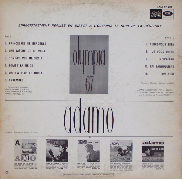 Adamo - Olympia 67 | Pathé (PAM 67.204) - 2 Adamo - Olympia 67 | Pathé (PAM 67.204) - 2