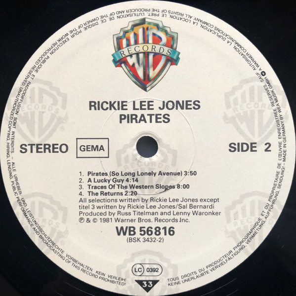 Rickie Lee Jones - Pirates | Warner Bros. Records (WB 56 816) - 4 Rickie Lee Jones - Pirates | Warner Bros. Records (WB 56 816) - 4