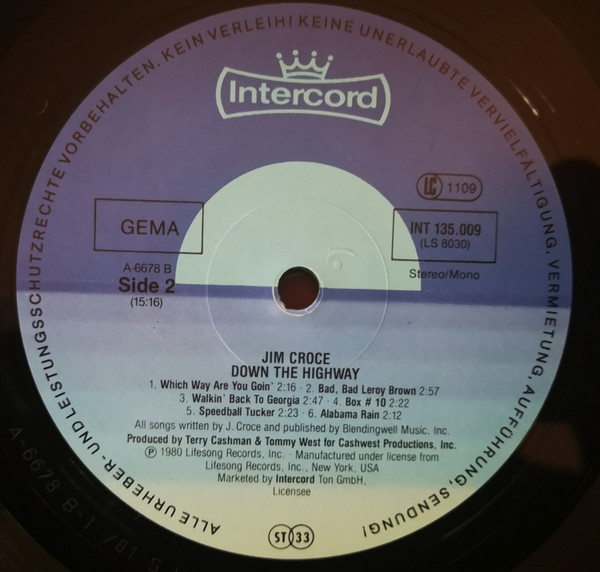 Jim Croce - Down The Highway | Intercord (INT 135.009) - 4 Jim Croce - Down The Highway | Intercord (INT 135.009) - 4