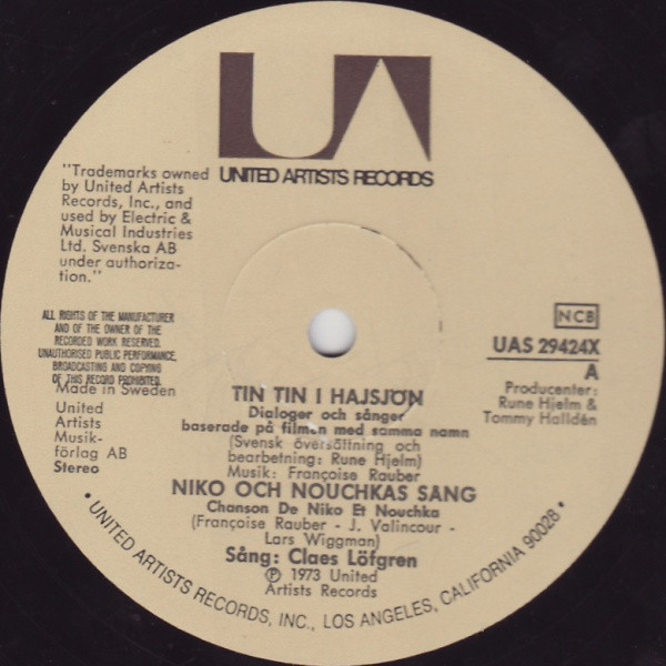 Hergé - Tintin I Hajsjön | United Artists Records (UAS 29424 X) - 3