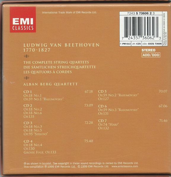 Ludwig van Beethoven - Alban Berg Quartett - The Complete String Quartets / Die Sämtlichen Streichquartette / Les Quatuors À Cordes | EMI Classics (7243 5 73606 2 3) - 2