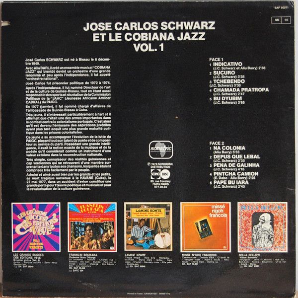 José Carlos Schwarz Et Le Cobiana Jazz - Vol. 1. Guinée Bissau | Sonafric (SAF 50 071) - 2