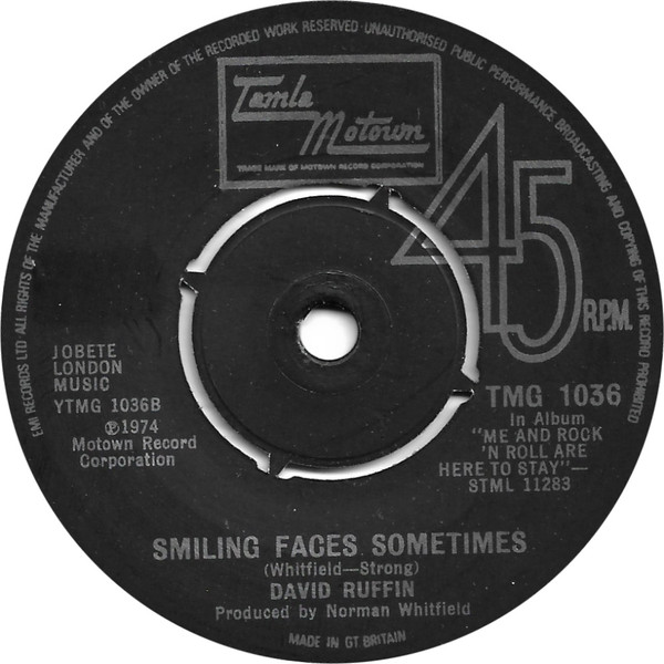 David Ruffin - Discover Me / Smiling Faces Sometimes | Tamla Motown (TMG 1036) - 2
