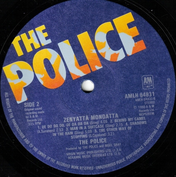 The Police - Zenyatta Mondatta | A&M Records (AMLH 64831) - 4