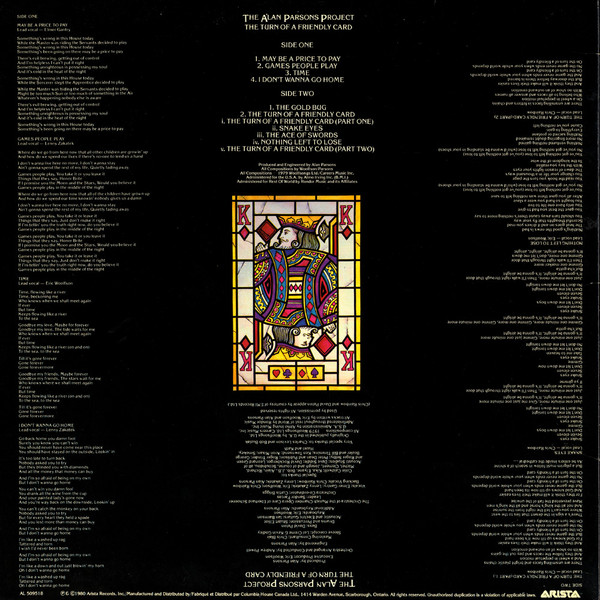 The Alan Parsons Project - The Turn Of A Friendly Card | Arista (AL 509518) - 2