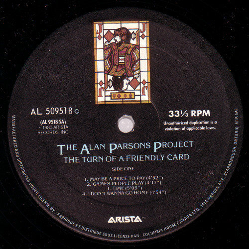 The Alan Parsons Project - The Turn Of A Friendly Card | Arista (AL 509518) - 3